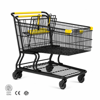 Chariot de courses professionnel de style américain en métal de 150L, 180L, 210L pour supermarchés et chaînes de magasins de grande envergure