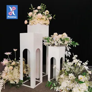 Eenvoudige Witte Bloemenstandaard Smeedijzeren Taartstandaard Voor Bruiloftsfeest Tafeldecoratie