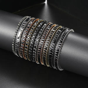 New Arrival Luxury <b>Couple</b> Jewelry Geometric Black Cz <b>Bracelet</b> Cubic Zirconia Tennis Chain Adjustable <b>Bracelet</b> - Product Image 3
