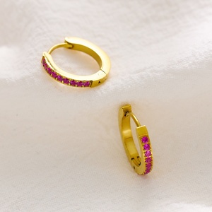 Non Tarnish Fine Fashion Jewelry 18K Gold Plated Stainless Steel Small Hoop <b>Earrings</b> Zircon Hoop Huggie <b>Earrings</b> for Women - Product Image 3