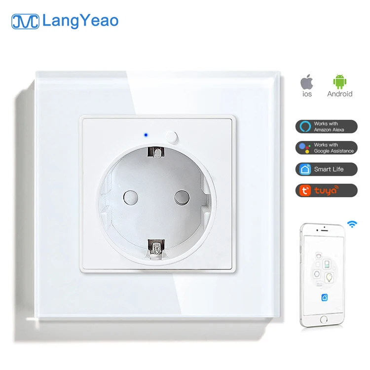 LangYeao WiFi ZIGBEE Smart Socket Outlet with Energy Monitoring Works with Tuya Alexa Google Home Timer Sharing Power-Off Memory