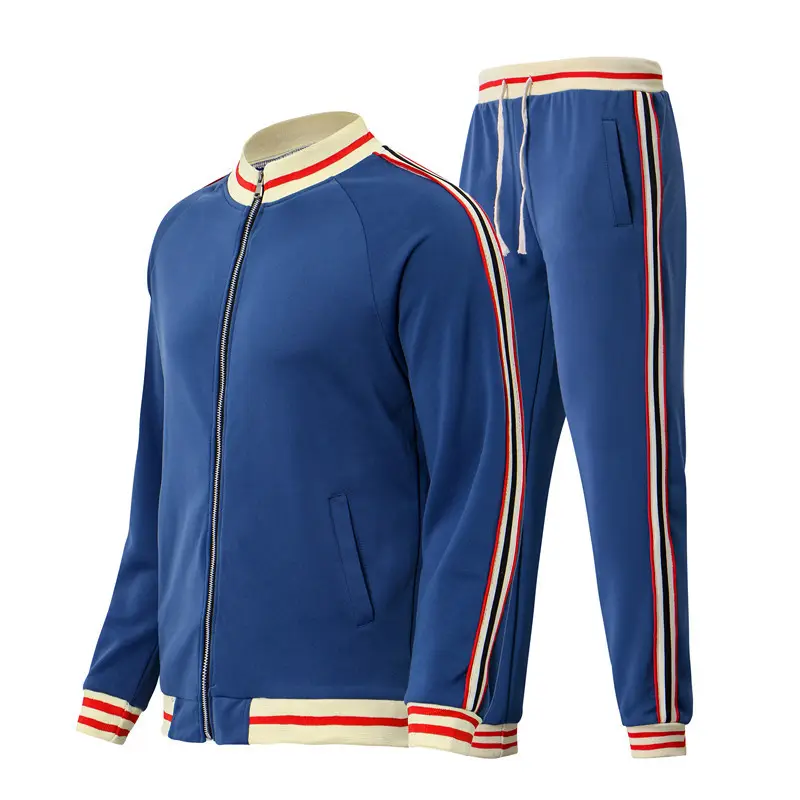 High Quality Men Side Stripe full Zipper Jacket Drawstring Tracksuit Custom Logo Outdoor Sport Jogger Running sportswear for Men