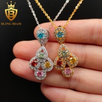 Collier pendentif en argent sterling 925 avec moissanite colorée, bijou ras du cou pour femme, idéal pour le quotidien et les soirées