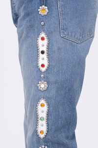 Celana <span class=keywords><strong>Jeans</strong></span> Denim pria Pudar celana Jin berlian imitasi kancing <span class=keywords><strong>Jeans</strong></span> Pria pakaian jalanan kustom batu permata bertatahkan <span class=keywords><strong>Jeans</strong></span> biru pria - Product Image 4