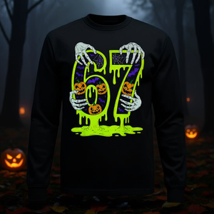 Camiseta de manga larga con diseño de esqueleto de Halloween Six Seven, de algodón que brilla en la oscuridad, para adultos - Product Image 3