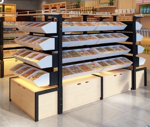 Holz-Bäckereiregal Supermarkt-Designregale zur Wandmontage, Maßgefertigte 3-stufige Wandbrot-Bäckerei-Auslagevitrine - Product Image 2