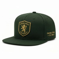 Gorra de Béisbol Plana Bordada Verde Oscuro de Alta Calidad de Fábrica con Logotipo Personalizado Estilo Hip Hop Snapback para Hombre