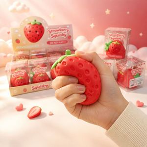 Jouet anti-stress en forme de fraise, mignon, souple, en TPR non toxique, pour enfants, unisexe, pour soulager le stress et la décompression - Product Image 4