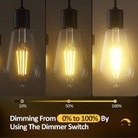 Ampoule LED E26/E27 Corn Lights, lumière chaude 2700K, usage résidentiel, 220V 110V, dimmable, filament Edison, 4W, angle de faisceau 360°, IRC 90