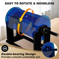 Tambour Spinner de billets de tombola en acrylique bleu translucide sur mesure avec poignée tournante silencieuse support de roue de tombola de grande capacité