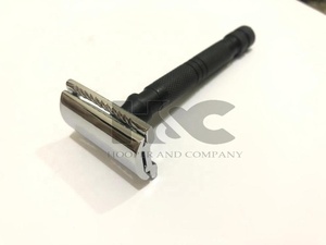 Maquinilla DE afeitar DE seguridad, maquinilla DE afeitar DE color negro mate con cabeza DE maquinilla DE afeitar cromada, logotipo personalizado disponible en Hooper y empresa - Product Image 2