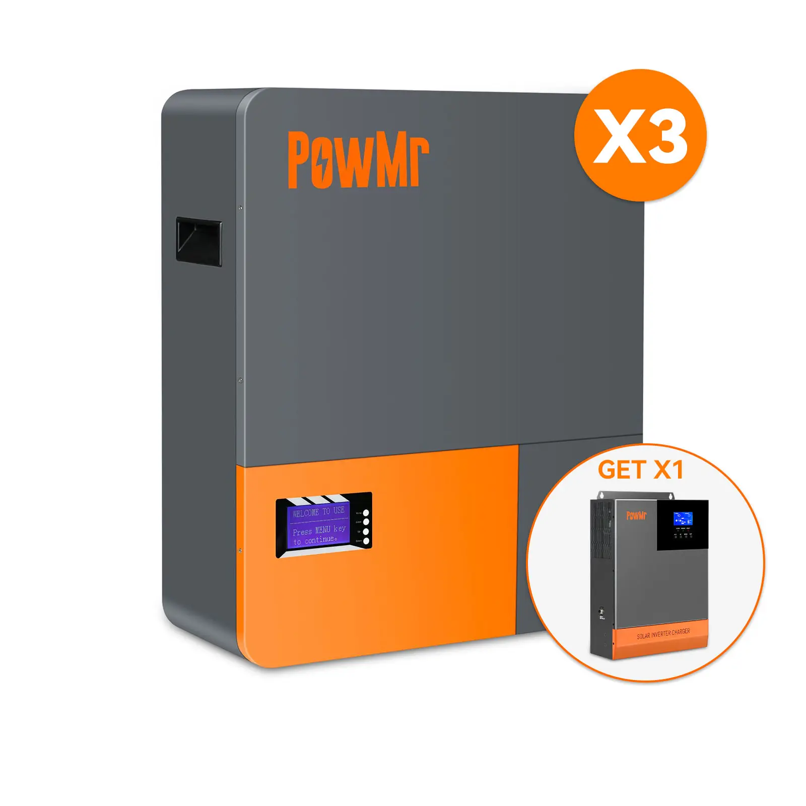 PowMr आदेश 3 बैटरी प्राप्त एक पलटनेवाला 5.6KW 220V सौर पलटनेवाला बैटरी पैक 100AH 48V सौर Lifepo4 बैटरी