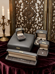 FANDIJI kotak perhiasan antik seri Vanka baru dengan desain Label Mental Logo kustom untuk kotak cincin gelang casing kulit PU - Product Image 6