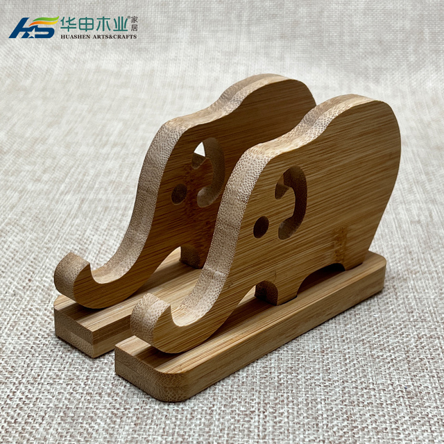 Custom Art Deco Design Wood Elephant Shape Multi-Functional Phone Holder Cell Phone Stand Desk Organizer Smartphone Rack Phone