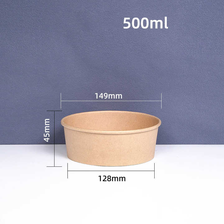 news-1-1 Biodegradable Kraft Paper Salad Bowls Disposable Round Shape Kraft Food Containers Suit for Gatherings Parties/picnic