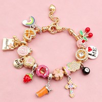 Groothandel DIY Geknoopte Schattige Kersen Aardbei Zwarte 8 Armband Wolk Taart Donut Hart Mode Sieraden