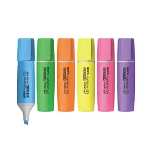 BEIFA HY500 छेनी टिप 6 स्याही रंग मिश्रित शैल चिकनी लेखन अनुभव हाइलाइटर पेन