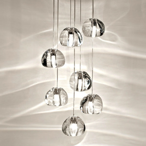 <span class=keywords><strong>Lampadario</strong></span> a Sospensione Multiplo di Lusso con LED a Spirale, Sfera di Vetro Grande, Lungo Effetto Bolla di Cristallo per Scale e Soffitti - Product Image 5