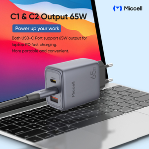 Miccell Draagbare Usb C Pd Telefoon Oplader 65W Type C Snel Opladen Android Telefoon Oplader Groothandel Gan 65W Mobiele Telefoon Oplader