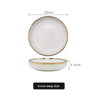 Service de table en céramique de style européen, luxe léger, incrustations dorées, pour la maison et l'hôtellerie, ensemble de bols et d'assiettes, vaisselle