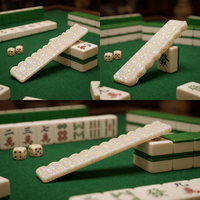 Table de Mahjong Américain Classique Style Sable Mouvant avec Règle de Tri et de Rangement de 20 Pouces, Support de Mahjong Festonné