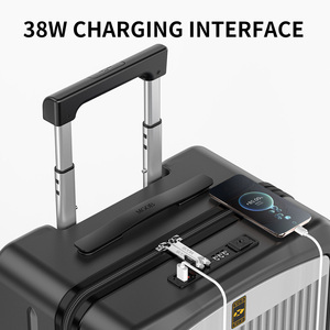 Bagages de <span class=keywords><strong>cabine</strong></span> de luxe de haute qualité de 20 pouces <span class=keywords><strong>valise</strong></span> PC avant ouverte pour voyage d'affaires <span class=keywords><strong>avec</strong></span> <span class=keywords><strong>chargeur</strong></span> <span class=keywords><strong>USB</strong></span> bagages de taille <span class=keywords><strong>cabine</strong></span> en aluminium - Product Image 3