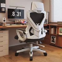 Ensemble chaise de bureau et table de jeu ergonomique avec accoudoirs en maille 4D, dossier inclinable confortable, réglage en hauteur et repose-pieds