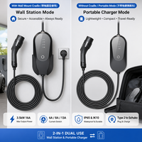 Nouveau chargeur EV portable 10A 13A 16A Type 2 Prise Schuko 3,5 kW pour câble de 5 m compatible sans écran Station de recharge EV