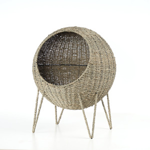 Cama para mascotas tejida a mano de hierba de agua para gatos y perros con soporte de cuatro patas cálido en invierno y fresco en verano ecológico - Product Image 5