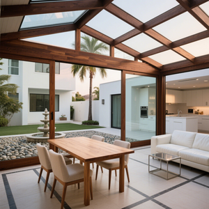 <span class=keywords><strong>Solarium</strong></span> Sun Room Maison en verre préfabriquée en bois Conservatoire Jardin Chambre arrière Véranda Mur-rideau Design pour la maison - Product Image 5