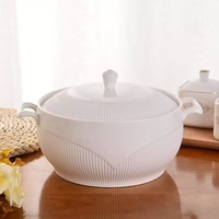 LOVFE Nouveauté 2025 Récipient de Cuisson de Cuisine 2600 ML avec Double Poignée Design Classique Bol à Riz et Soupe en Porcelaine Blanche Personnalisable