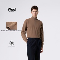 Old Money Style Wollmischung Strickpullover Locker Sitzender Stehkragen Luxuriöser Modischer Herren-Pullover Einfach Vielseitig Frühlings-Basisstück