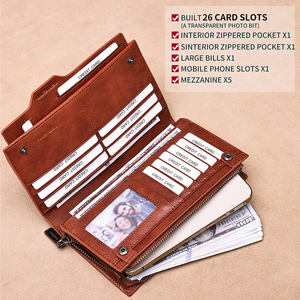 Portafoglio Lungo da <span class=keywords><strong>Uomo</strong></span> in Vera Pelle di Vacchetta di Alta Qualità Stile Retrò Marca Banianu Leather Factory di Guangzhou Vendita all'Ingrosso - Product Image 6