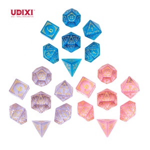 Per Udixi Set di dadi poliedri Logo personalizzato per Dungeons & draghi rosa blu viola vetro trasparente con motivo a vite - Product Image 2