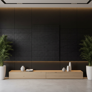 Pannelli Decorativi per Rivestimento Parete TV Interno Resistente all'Umidità, Stile Europeo, OEM ODM, Superficie Durevole con Texture Naturale in Legno - Product Image 1