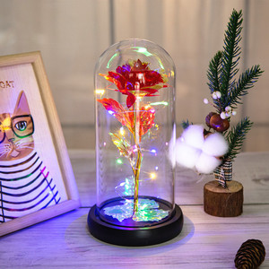 Colorato copertura di vetro a LED ornamenti di fiori rosa creativo Tanabata regalo di san valentino lamina d'oro eterna laurea nuovo anno - Product Image 6
