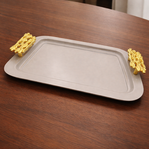 Bandeja de Servicio de Primera Calidad con Asa Dorada para Hoteles de Lujo, Bandeja de Servicio Estilo Antiguo - Product Image 4