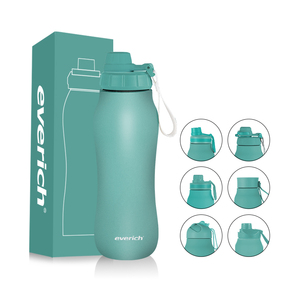 Bouteille d'eau isotherme Everich <span class=keywords><strong>24</strong></span> oz en acier inoxydable à double paroi, forme <span class=keywords><strong>gourde</strong></span>, avec couvercle à poignée portable - Product Image 2