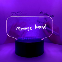 Tablero de notas acrílico en blanco Usb, tablero de escritura, tablero de mensajes Led, luz nocturna acrílica en blanco con soporte borrable