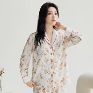Nuovo <span class=keywords><strong>Pigiama</strong></span> Premaman Autunnale 100% Cotone <span class=keywords><strong>Interlock</strong></span>, Stile Floreale Country, Carino, Regolabile, Abbigliamento per Allattamento Domestico - Product Image 1