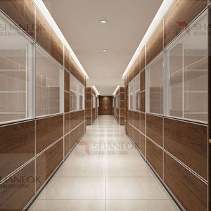 Finition de porte coulissante de cloison amovible avec traitement de revêtement de MDF ou de mélamine ou de tissu ou de cuir ou de poudre - Product Image 1