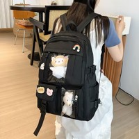 Sac à Dos Double Épaule en Nylon Tendance pour Jeunes Filles de Collège, Lycée et Étudiantes du Primaire