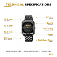 Montre Homme Quartz SKMEI 2413 de Marque Prestigieuse, Vente en Gros, Faible MOQ, Étanche, Boîtier en Alliage, Cadran Rond avec Bracelet en Acier Inoxydable