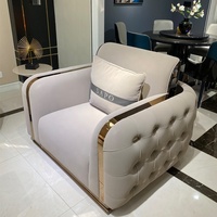 Nouveau Canapé en Cuir Microfibre de Haute Qualité, Ensemble de Canapés 3 Places de Luxe Doré, Meubles de Salon de Luxe