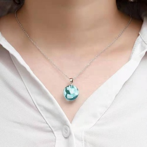 <span class=keywords><strong>Collana</strong></span> Creativa da Donna con Sfera Rotonda in Resina Trasparente, Cristallo, Luna, <span class=keywords><strong>Cielo</strong></span> Blu e Nuvole Bianche - Product Image 5