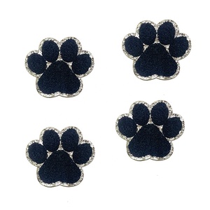 Bán Buôn Sắt Trên/Stick Trên Chân Màu Đen Slv Long Lanh Biên Giới Khăn Chenille Thêu Vá Chân In Con Chó Dấu Chân Chenille Các Bản Vá Lỗi - Product Image 3