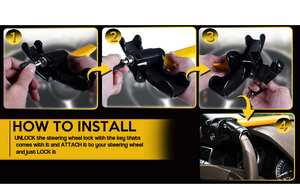 Serrure de volant de voiture universelle en acier inoxydable <span class=keywords><strong>antivol</strong></span> de sécurité rotative pour améliorer la sécurité automobile - Product Image 6