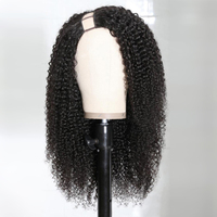 Perruques U-Part HD en gros, 100% cheveux humains vierges brésiliens, bouclés afro crépus, sans colle, fabriquées à la machine, densité personnalisable