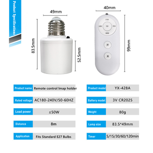 Adaptateur de douille <span class=keywords><strong>E27</strong></span> intelligent avec télécommande sans fil et minuterie à temporisation, idéal pour la maison et la chambre - Product Image 6