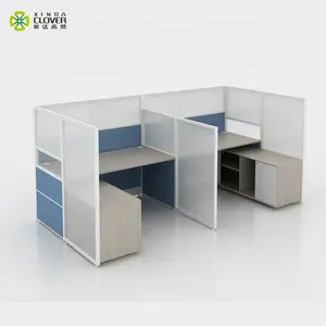 Working Station System Furniture Glass Partitions 2 Seater Workstations Office Cubicle Partition